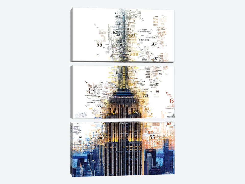 Numbers Collection - Empire State by Philippe Hugonnard 3-piece Canvas Wall Art