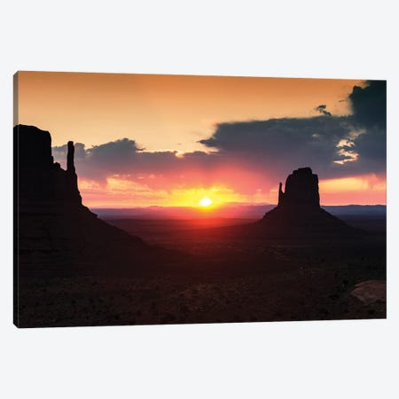 American West - Monument Valley Sunset Canvas Print #PHD2061} by Philippe Hugonnard Canvas Art Print