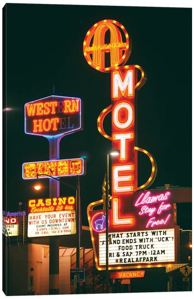 American West - Casino Motel Vegas Canvas Art Print - Las Vegas Art