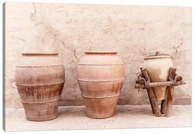 Desert Home - Three Terracotta Jars Canvas Art Print - Pottery Still Life
