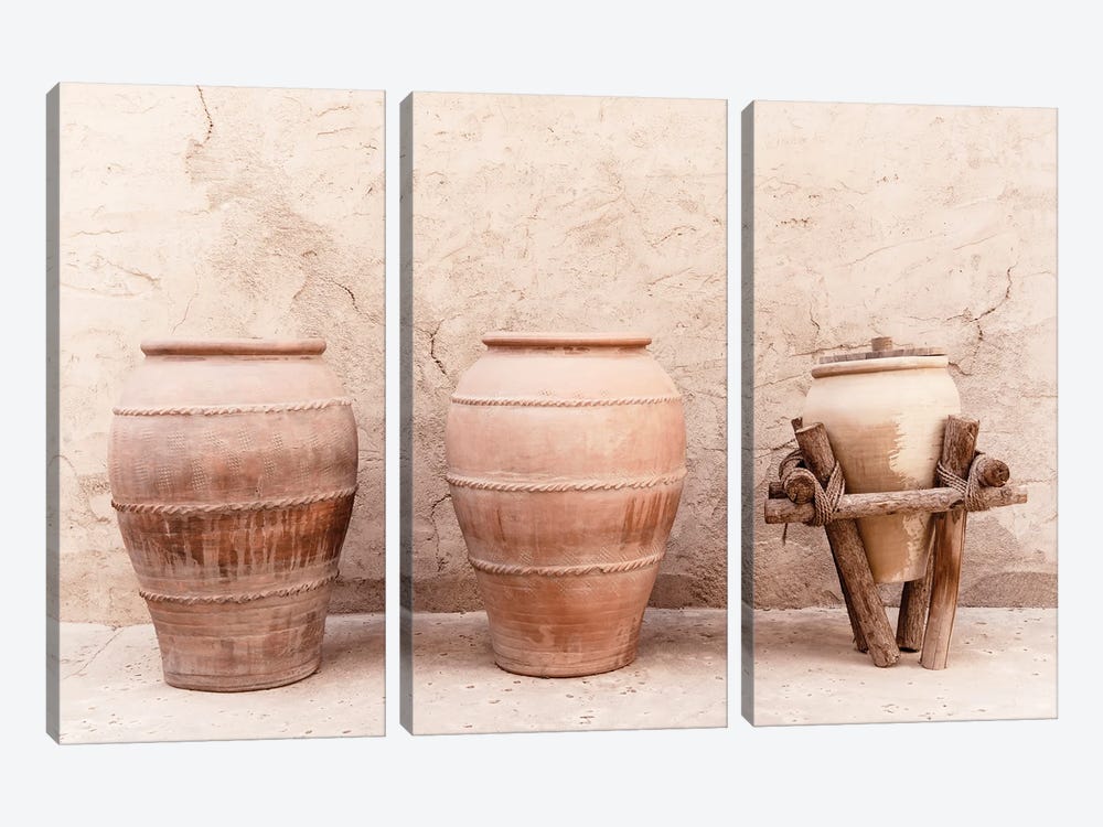 Desert Home - Three Terracotta Jars by Philippe Hugonnard 3-piece Canvas Art Print