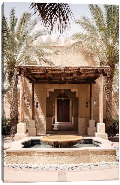 Desert Home - Between Two Palm Trees Canvas Art Print - Middle Eastern Décor