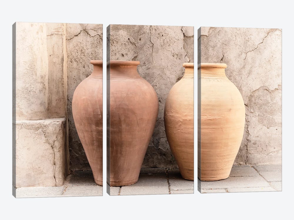 Desert Home - Two Antique Jars by Philippe Hugonnard 3-piece Canvas Wall Art