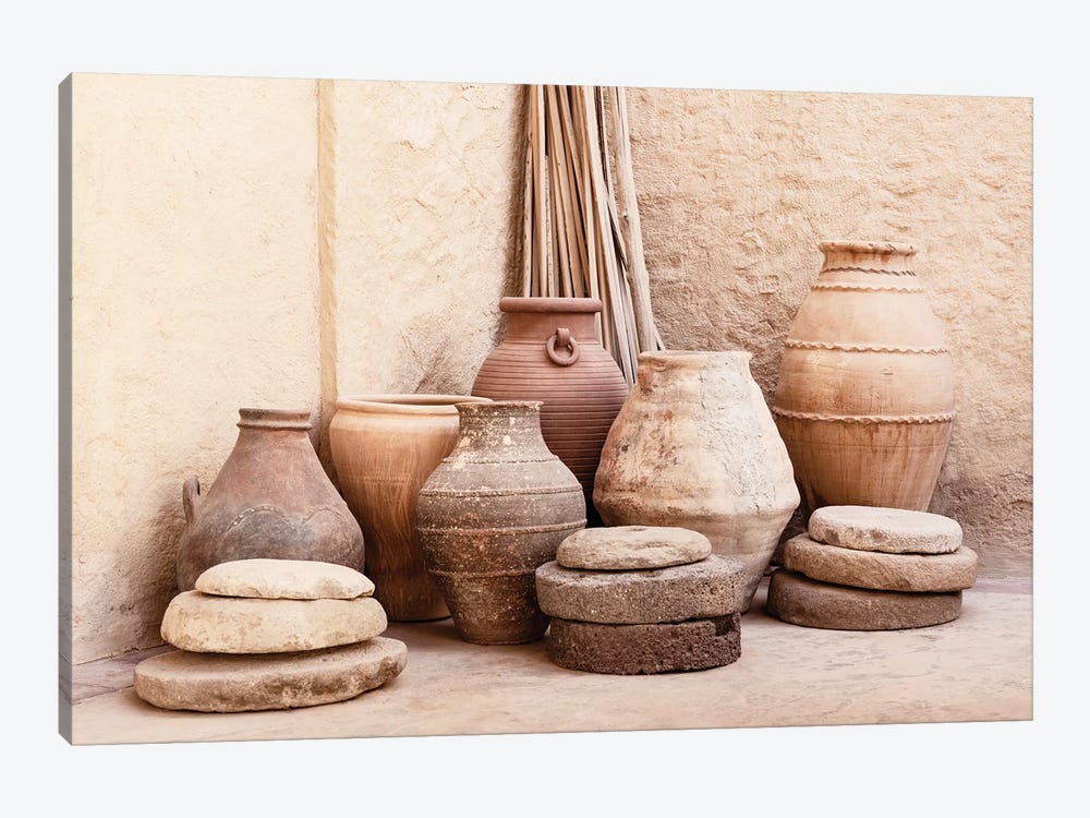 Desert Home - Antique Pots And Jars by Philippe Hugonnard 1-piece Canvas Wall Art