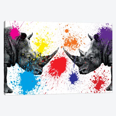 Rhinos Face to Face III Canvas Print #PHD244} by Philippe Hugonnard Canvas Art Print