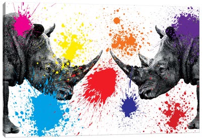 Rhinos Face to Face III Canvas Art Print
