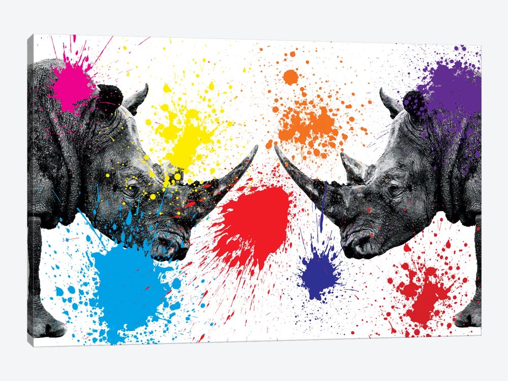 Rhinos Face to Face III by Philippe Hugonnard 1-piece Canvas Art Print