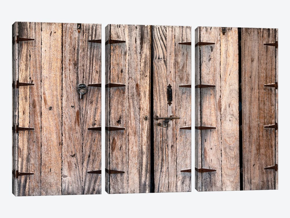 Desert Home - Vintage Wooden Door by Philippe Hugonnard 3-piece Canvas Art Print