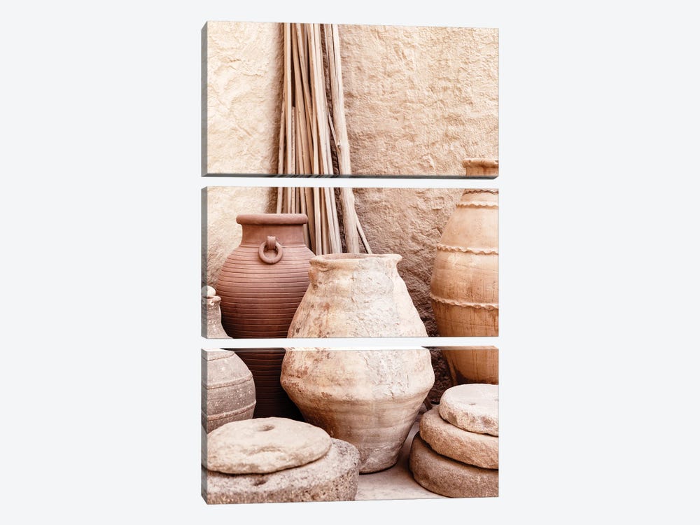 Desert Home - Antique Terracotta Jars by Philippe Hugonnard 3-piece Canvas Artwork