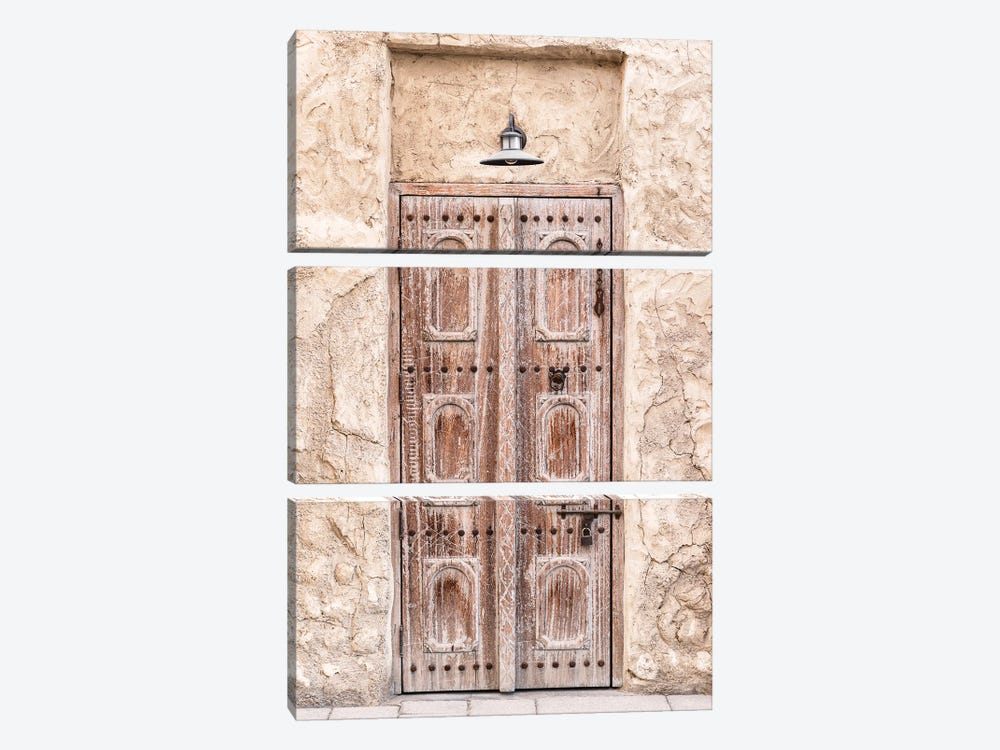 Desert Home - Ancient Antique Wooden Door by Philippe Hugonnard 3-piece Canvas Wall Art