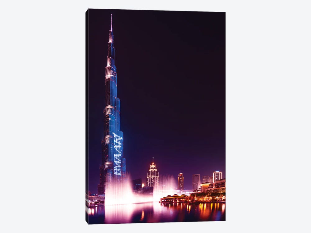 Dubai UAE - Burj Khalifa By Night by Philippe Hugonnard 1-piece Canvas Print