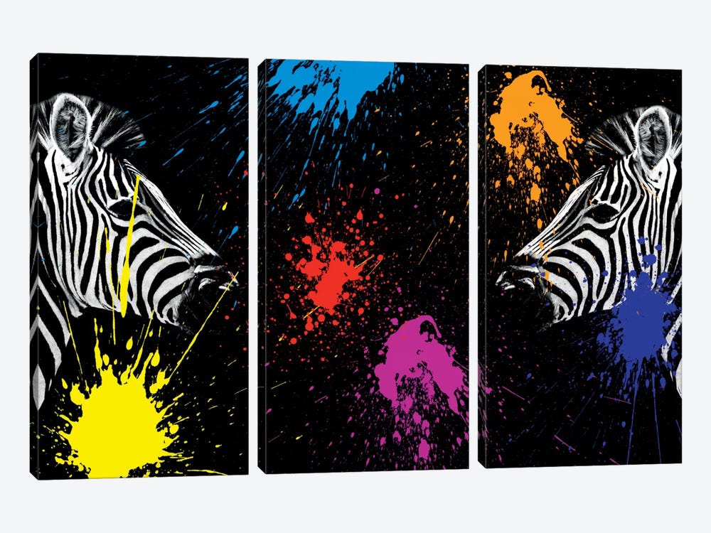 Zebras Face to Face II by Philippe Hugonnard 3-piece Canvas Wall Art