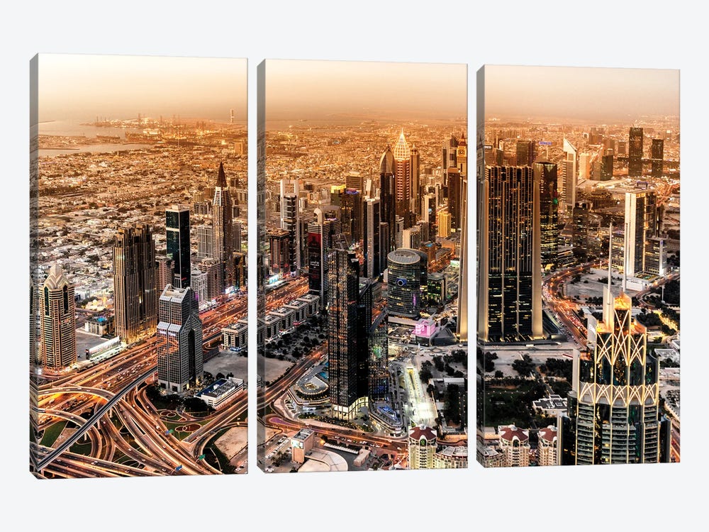 Dubai UAE - Cityscape by Philippe Hugonnard 3-piece Canvas Wall Art