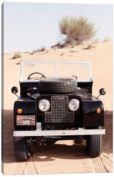 Dubai UAE - Classic Black Land Rover Canvas Art Print