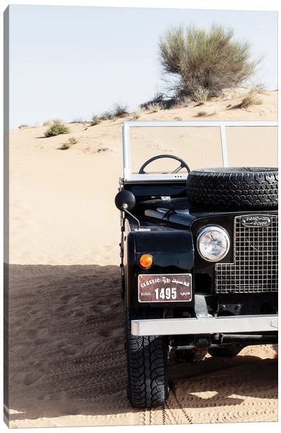 Dubai UAE - Vintage Black Land Rover Canvas Art Print - United Arab Emirates Art