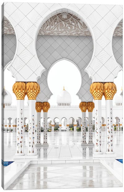 White Mosque - Courtyard Canvas Art Print - United Arab Emirates Art
