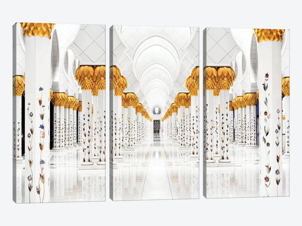 White Mosque - Perspective by Philippe Hugonnard 3-piece Canvas Wall Art