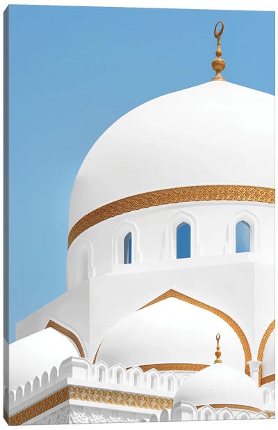 White Mosque - Blue Sky Canvas Art Print - Dubai Art