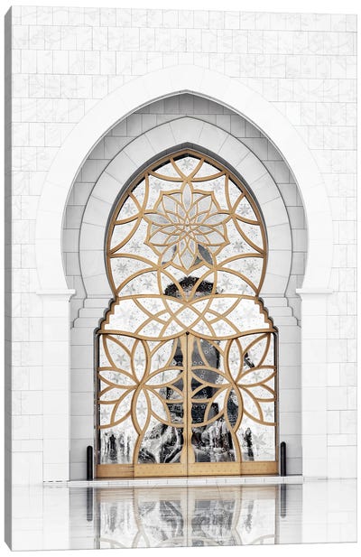 White Mosque - Gate Of Time Canvas Art Print - United Arab Emirates Art