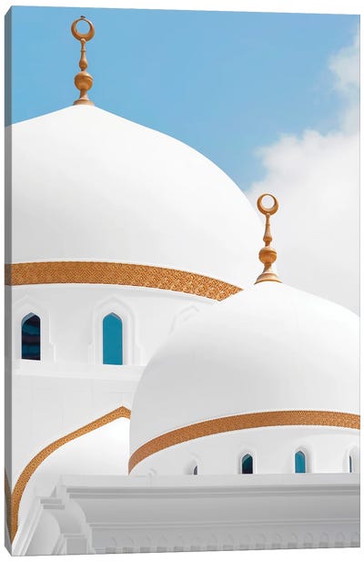 White Mosque - At The Top Canvas Art Print - Dome Art
