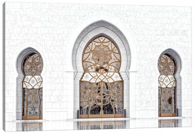 White Mosque - Marble Doors Canvas Art Print - Dubai Art