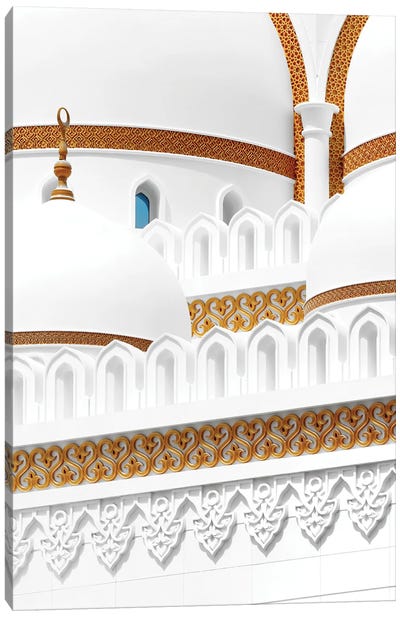 White Mosque - Cornice Design Canvas Art Print - United Arab Emirates Art