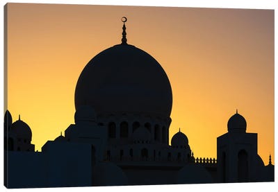 White Mosque - Sunset Shadow Canvas Art Print - Middle Eastern Décor