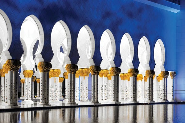 Middle Eastern Décor: White Mosque - Blue Reflection by Philippe Hugonnard