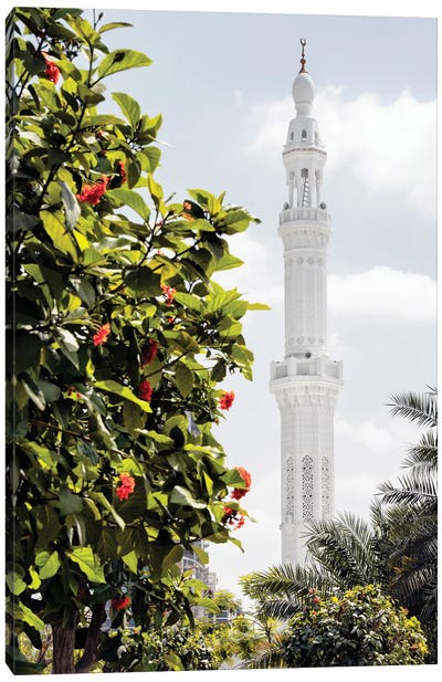 White Mosque - Dubai Minaret Canvas Art Print - White Mosque