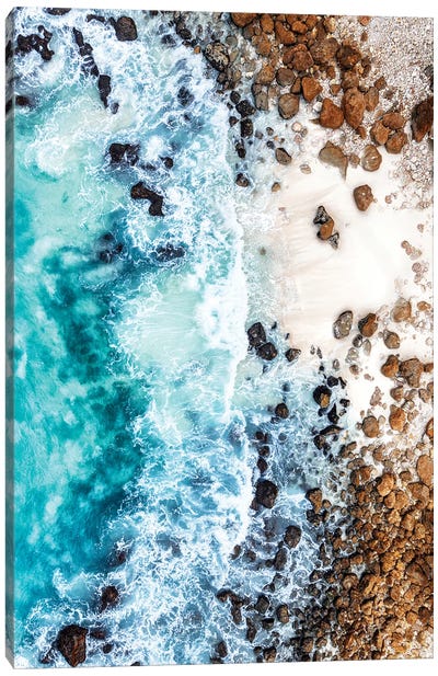 Aerial Summer - Between The Rocks Canvas Art Print - Aerial Beaches 