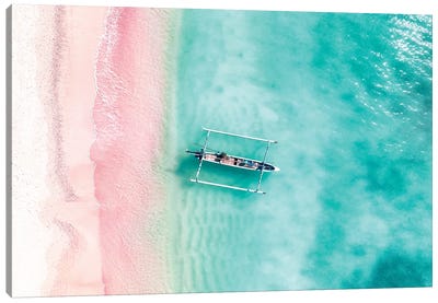 Aerial Summer - Pink Beach Canvas Art Print - Aerial Beaches 