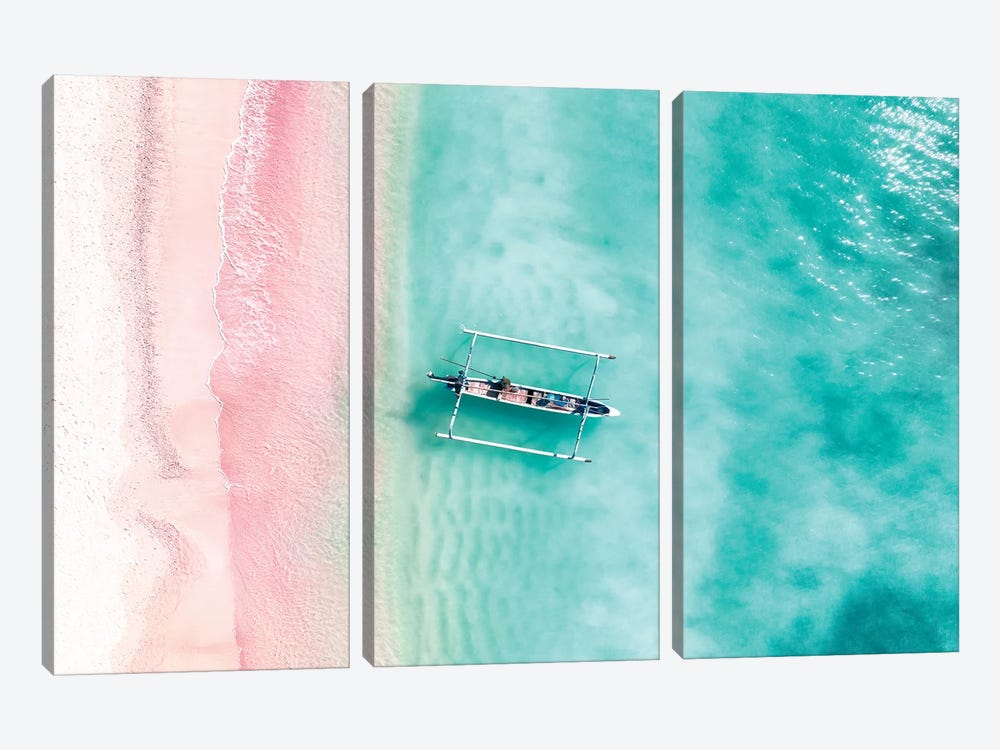 Aerial Summer - Pink Beach by Philippe Hugonnard 3-piece Canvas Art Print