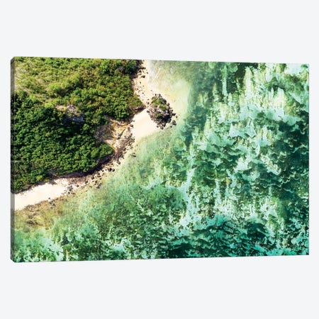 Aerial Summer - Aquamarine Coral Beach Canvas Print #PHD2613} by Philippe Hugonnard Canvas Wall Art