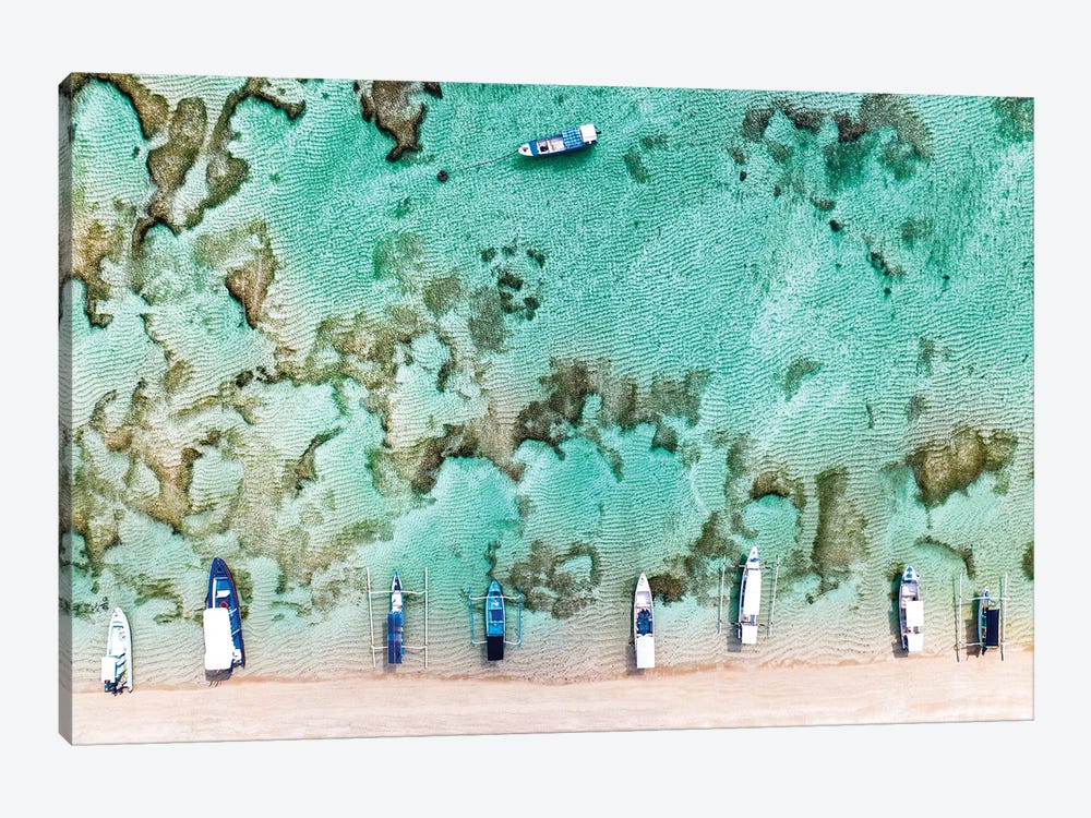 Aerial Summer - Coral Boats by Philippe Hugonnard 1-piece Canvas Wall Art