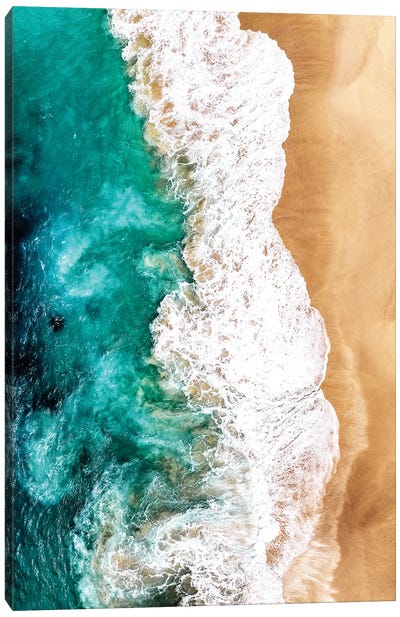 Aerial Summer - Turquoise Ocean Waves Canvas Art Print - Aerial Beaches 