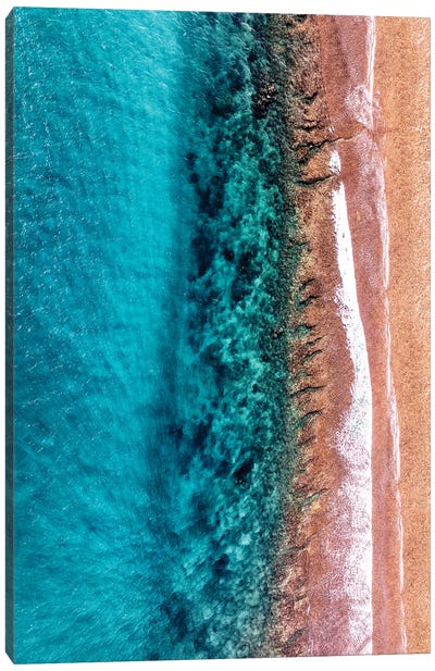 Aerial Summer - Coral Strips Canvas Art Print - Aerial Beaches 