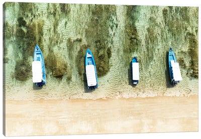 Aerial Summer - White And Blue Canvas Art Print - Aerial Beaches 
