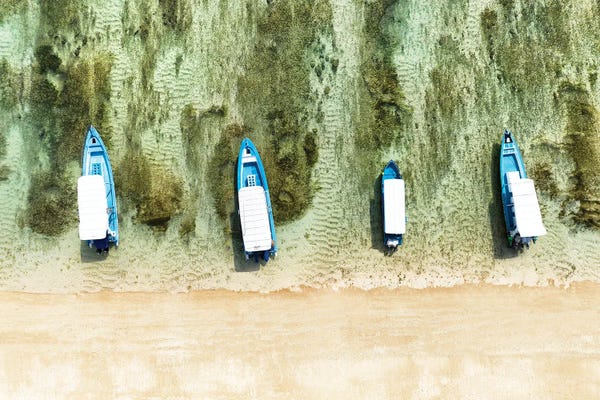 Aerial Beaches: Aerial Summer - White And Blue by Philippe Hugonnard