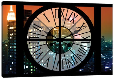 Manhattan Night Canvas Art Print - Clock Art