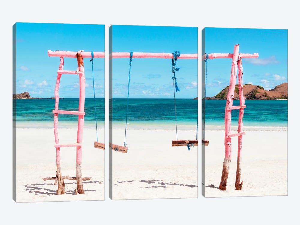Pink Swing Beach by Philippe Hugonnard 3-piece Canvas Art