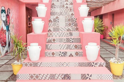 Pink Stairs by Philippe Hugonnard metal wall art