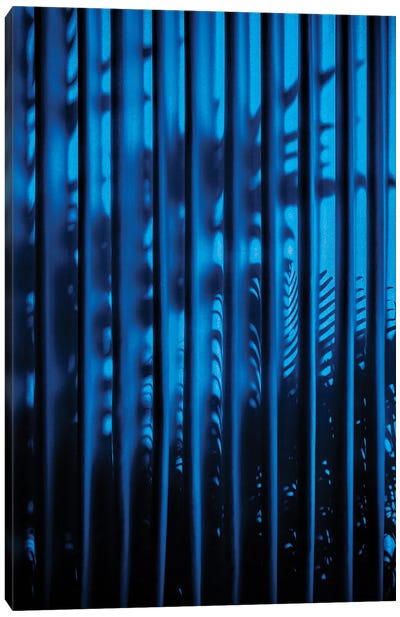 Blue Curtain Shadow Canvas Art Print - Monochromatic Photography