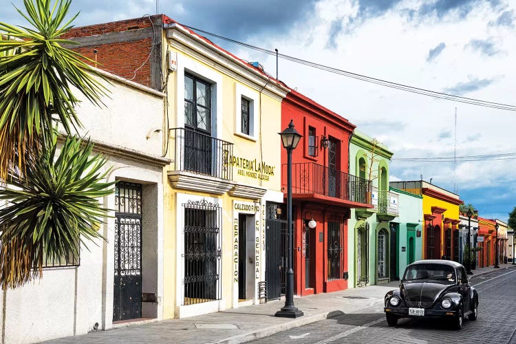 Colorful Facades And Black VW Beetle Car