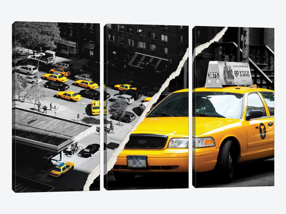 New York Taxis by Philippe Hugonnard 3-piece Canvas Art Print