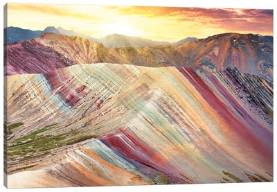 Palcoyo Rainbow Mountain Canvas Art Print - Philippe Hugonnard