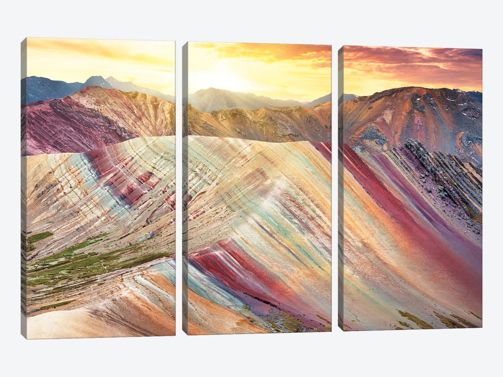 Palcoyo Rainbow Mountain by Philippe Hugonnard 3-piece Canvas Print