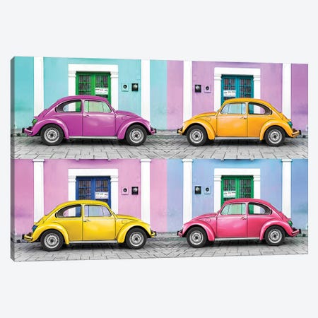 Four VW Beetle Cars II Canvas Print #PHD282} by Philippe Hugonnard Canvas Artwork