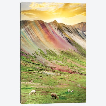 Rainbow Mountain At Sunset Canvas Print #PHD2869} by Philippe Hugonnard Art Print