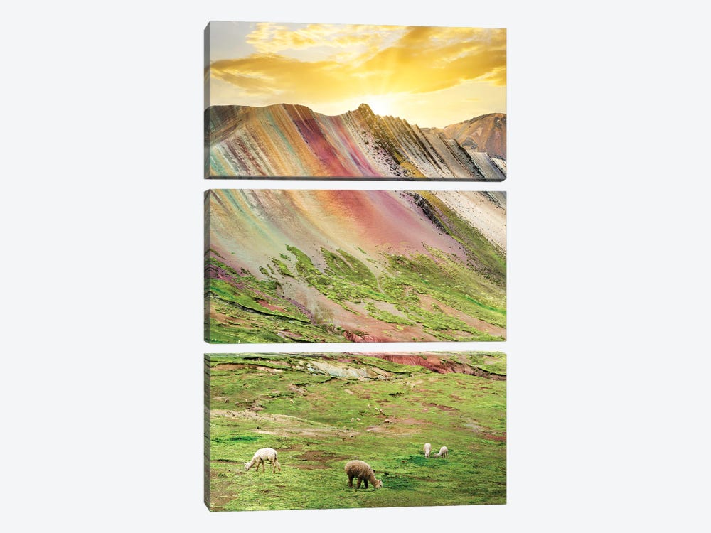 Rainbow Mountain At Sunset by Philippe Hugonnard 3-piece Canvas Artwork