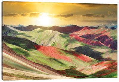 Red Valley At Sunset Canvas Art Print - Peru Art